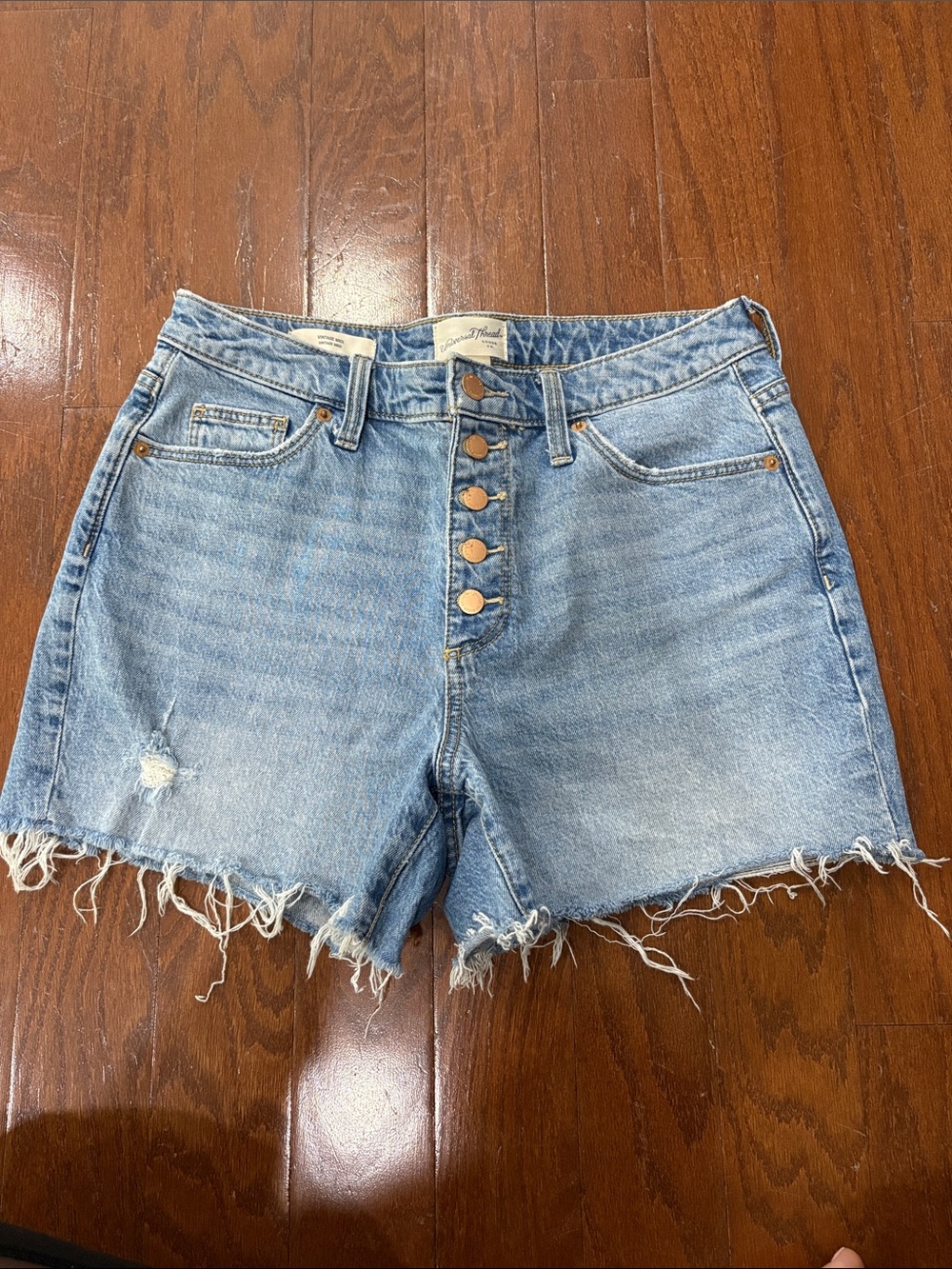 Light Blue Distressed Denim Shorts